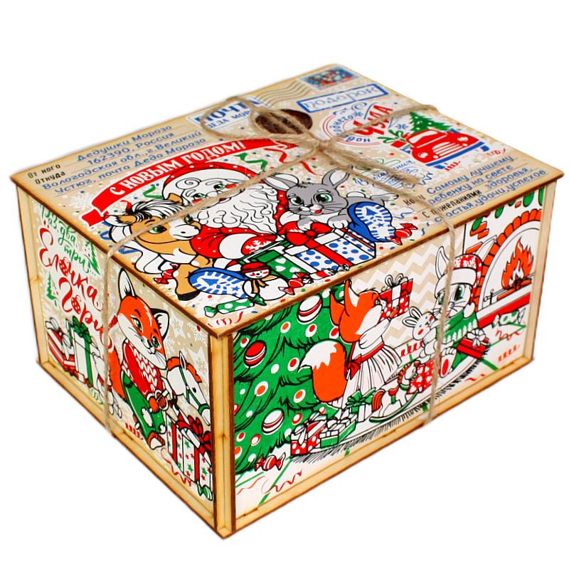 Сладкий новогодний подарок в жестяной упаковке весом 1550 грамм по цене 2723 руб